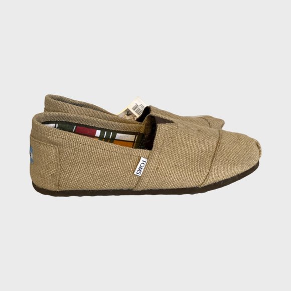 SOLD Toms Beige Natural ECO Un-dyed Jute Fabric Slip On Comfort Shoes Size M10.5 - Picture 2 of 11